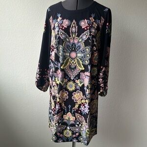 LOFT dress paisley patterned column dressing balletcore size small black & pink